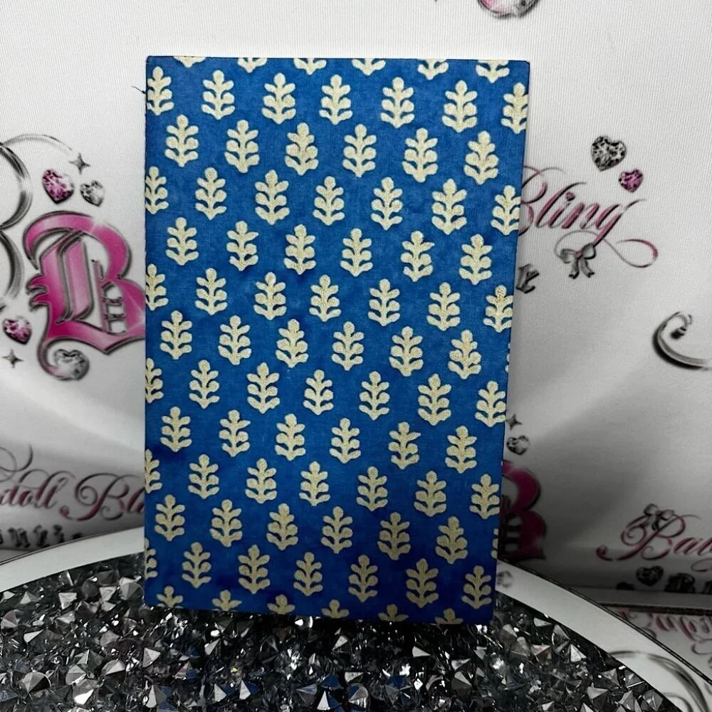 Notebook notes boho luxury planner daily write Blue and White Patterned Notebook
